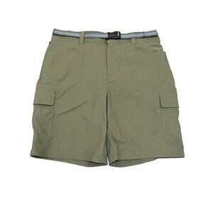 Orvis Military Green Flat Front Men's Belted Cargo Shorts Utility Outdoor 36"
